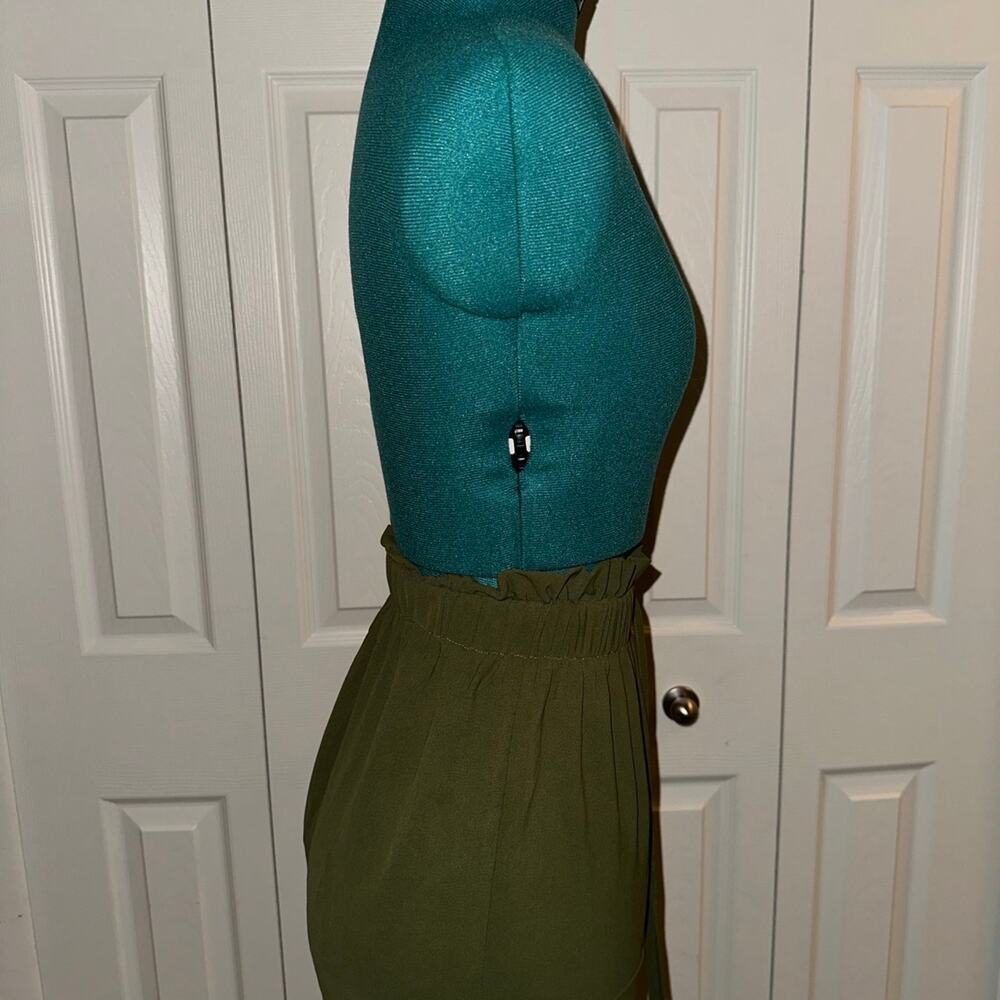 Olive Green Shorts High Rise Adjustable Casual Everyday Summer